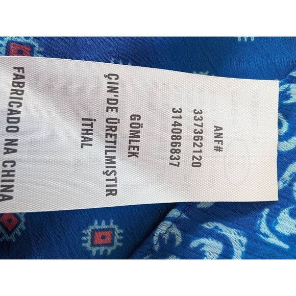 Hollister Women's Floral Boho V Neck Ruffled Short Sleeve Top Bright Blue XS New - Picture 11 of 13